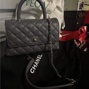 Chanel Dark Gray Quilted Shoulder Bag